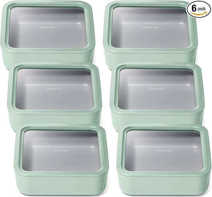 Caraway 6pc Glass Food Storage Set – 10 Cup Food Containers by Caraway