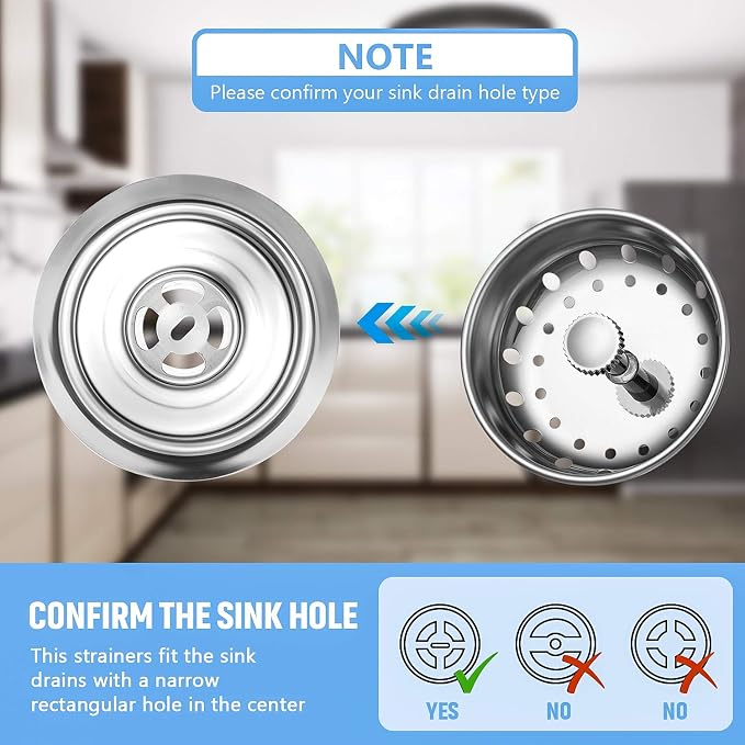 Mudder 3 Pcs Kitchen Sink Drain Strainer and Stopper Stainless Steel Garbage - Image 3