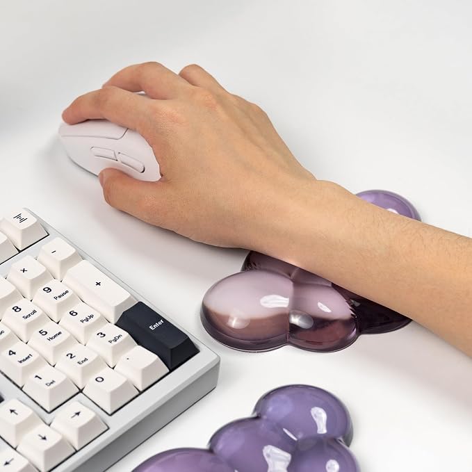 Ergonomic Cloud Silicone Gel Keyboard and Mouse Wrist Rest Set – Clear Wrist - Image 6