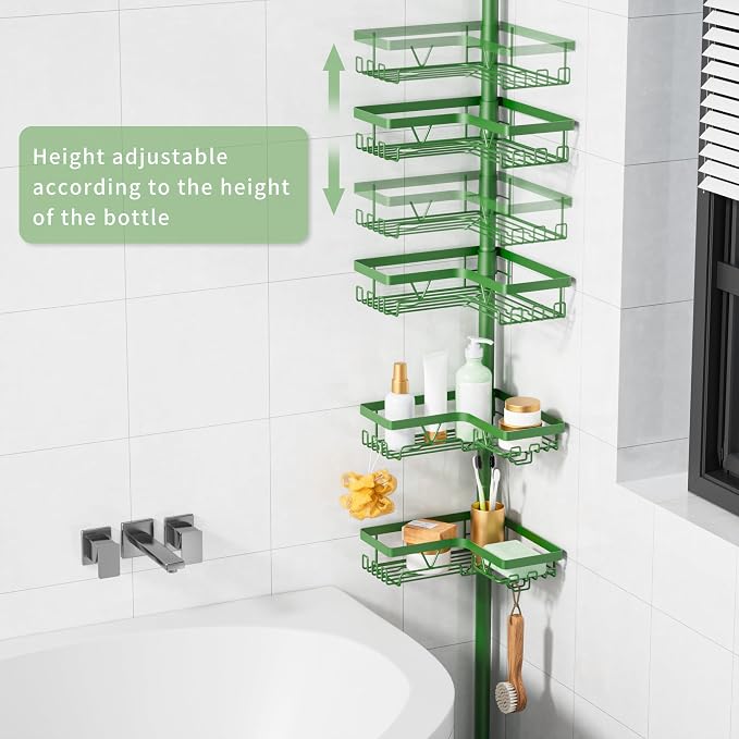 KEGII Shower Caddy Tension Pole, 4-Tier Rustproof Adjustable Corner Bathroom - Image 2