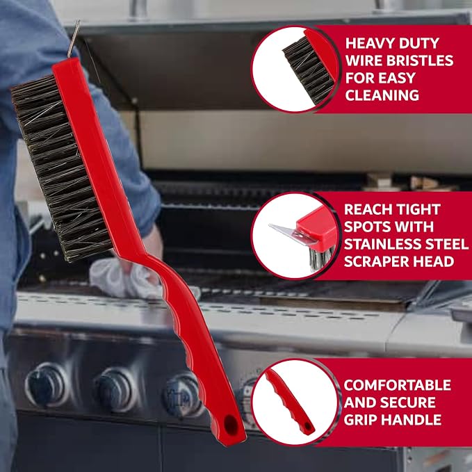 Chef Master Grill Brush with Scraper Head – Heavy-Duty Wire Bristle Cleaner - Image 3