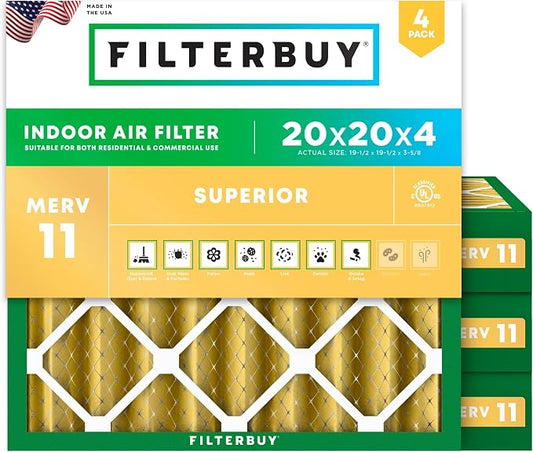 Filterbuy 20x20x4 Air Filter MERV 11 Allergen Defense Replacement, by Filterbuy
