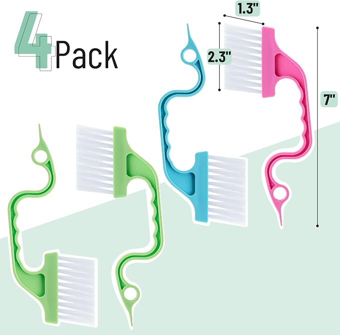Slick- Window Track Cleaning Brush, 4 Pack, Colorful Ergonomic Handle, Built-in - Image 2