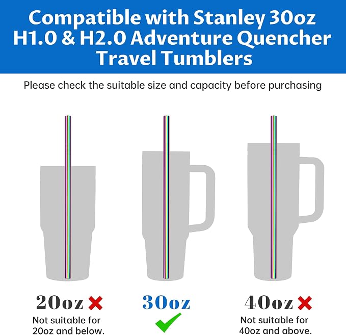 Tomorotec 11 Inch Stainless Steel Reusable Drinking Straws 14PCS & 2 Cleaning - Image 2
