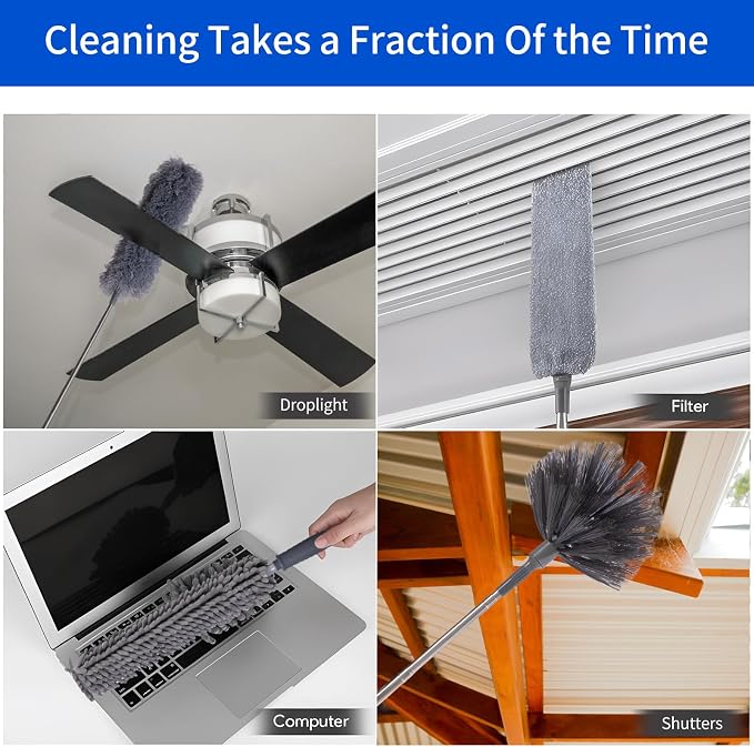 Duster with Extension Pole, Ceiling Fan Cleaner Duster Set of 6, Telescopic - Image 4