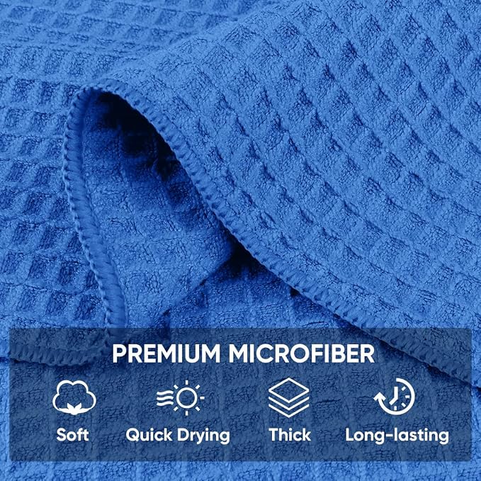 HOMEXCEL Waffle Weave Microfiber Towel, 10 Pack Lint Free Cleaning Rags - Image 3