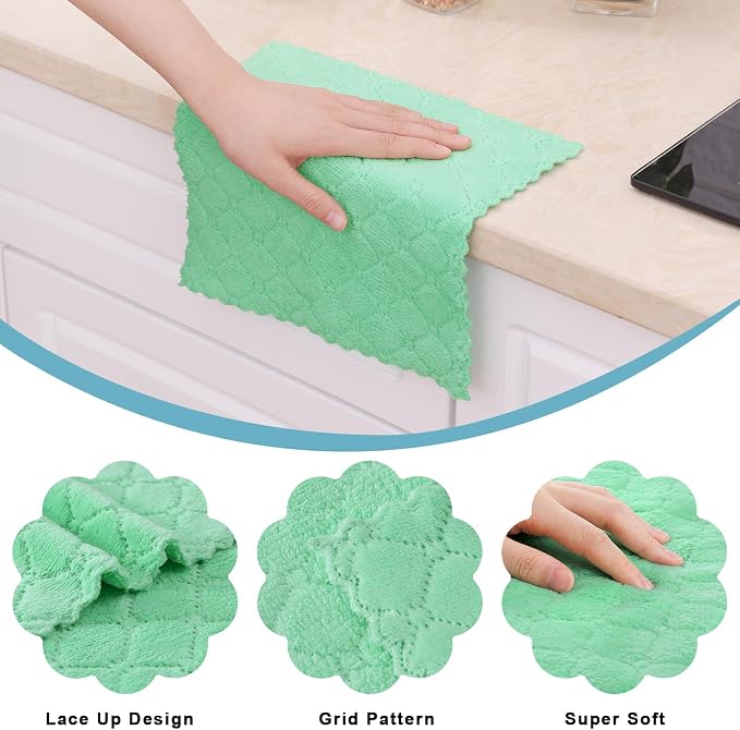 Homaxy 12 Pack Kitchen Dish Cloths, Super Soft and Absorbent Coral Velvet Dish - Image 2