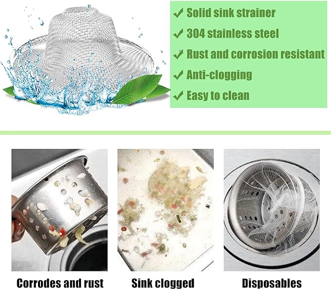 10pcs Mesh Sink Strainer, 4.5" Diameter Stainless Steel Slop Basket Filter Trap - Image 3
