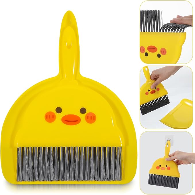 Small Dustpan and Brush Set Yellow Small Hand Broom and Dustpan Set, Mini Dust by Unknown
