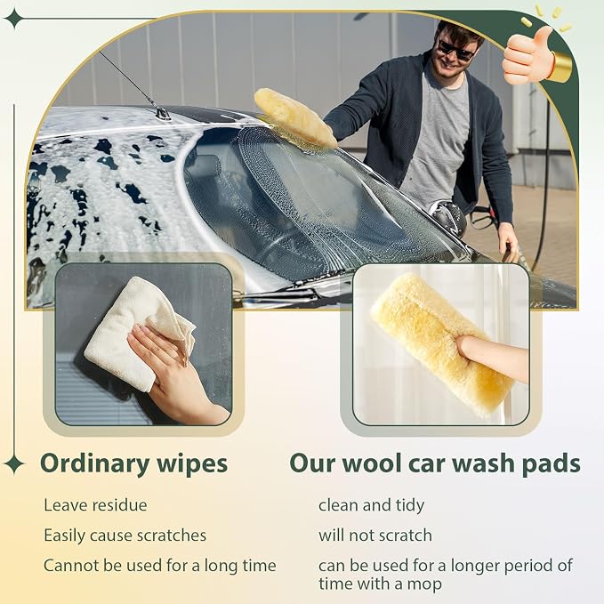 Dingion 2 Pack 13" 100% Pure Lambswool Wash Pad Replacement, Lambswool Wash Mitt - Image 4