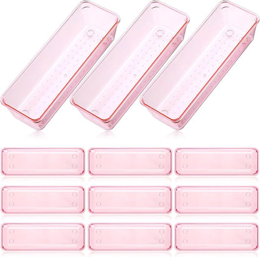 Maitys 12 Pcs Vanity Drawer Organizer 9 x 3 x 2 Inches Clear Plastic Utensil by Maitys