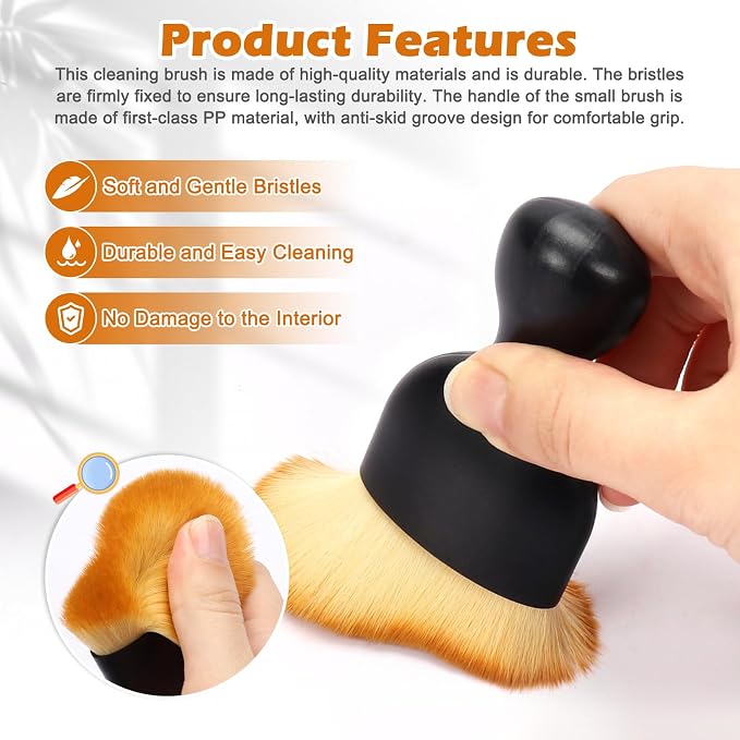 Auto Car Detailing Brush Set Car Interior Cleaning Kit Includes 3 Boar Hair - Image 5