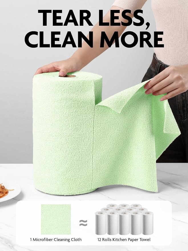 Fantasticlean Microfiber Cleaning Cloth Roll -75 Pack, Tear Away Microfiber - Image 2