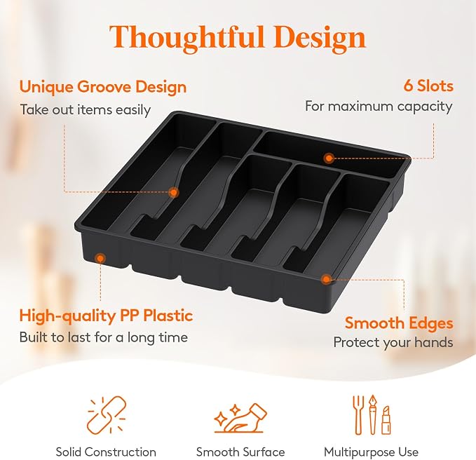Lifewit Silverware Drawer Organizer Tray, Plastic Cutlery Storage - Image 3