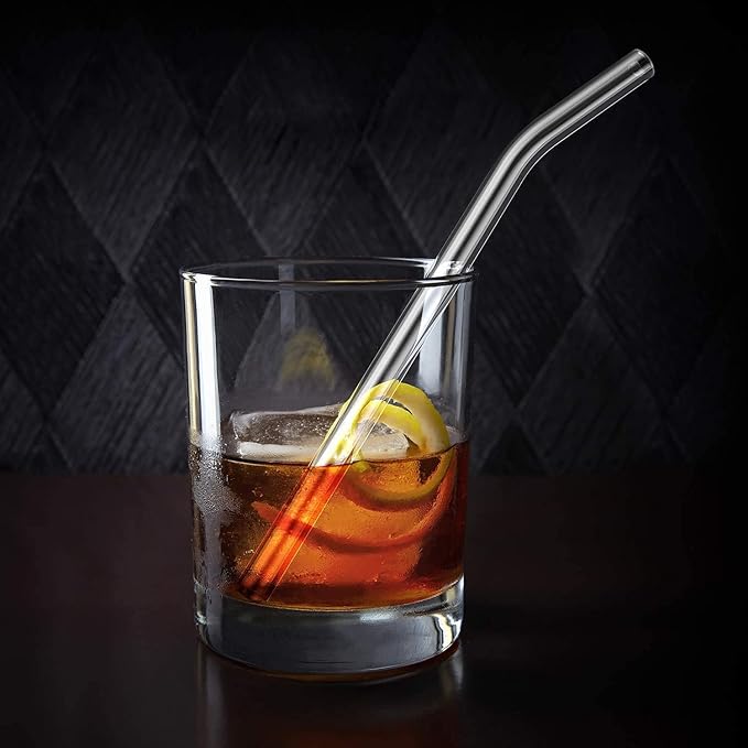6-Pack Reusable Glass Straw-Transparent, Size 8''x10 MM, Including 3 Straight - Image 4