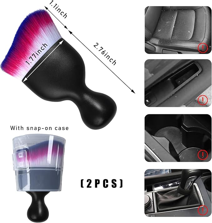 2PCS Car Interior Dust Brush, Soft Scratch Free Auto Detailing Brushes - Image 2