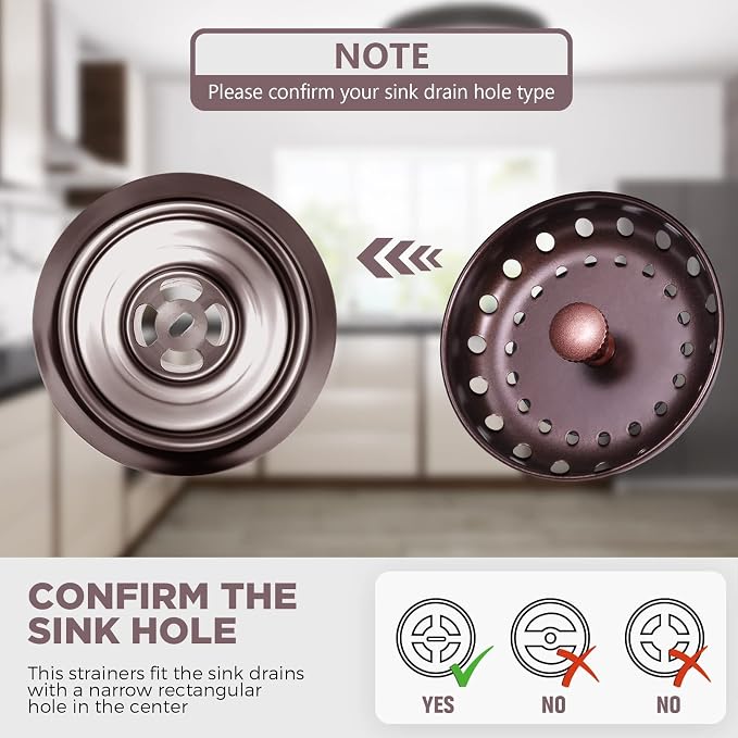Mudder 3 Pcs Kitchen Sink Drain Strainer and Stopper Stainless Steel Garbage - Image 3
