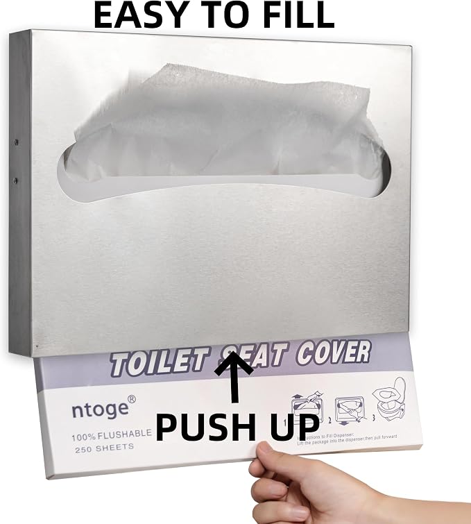 2 Pack Toilet Seat Cover Dispenser, Commercial Stainless Steel Brushed Toilet - Image 5