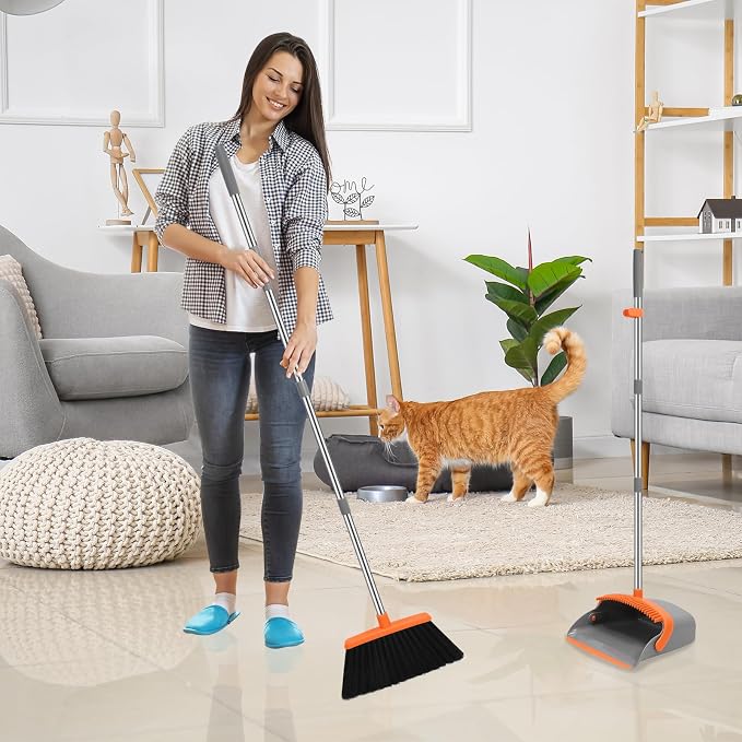 NACENA Broom and Dustpan Set, 52-in Long Adjustable Handle Broom Dustpan Combo - Image 7