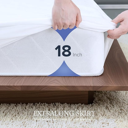 Waterproof Mattress Protector King Mattress Pad, Deep Stretchable Pocket Bed Cover, Machine Washable Soft Breathable Noiseless Mattress Protection for Household Guest Bedroom Home Hotel
