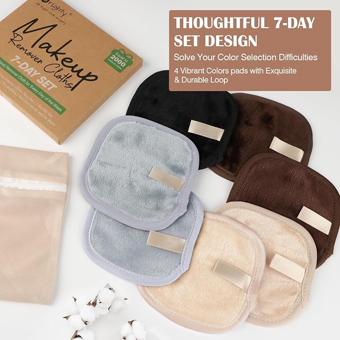 Orighty Makeup Remover Cloths 7-Day Set, Premium & Reusable Makeup Remover Pads - Image 4
