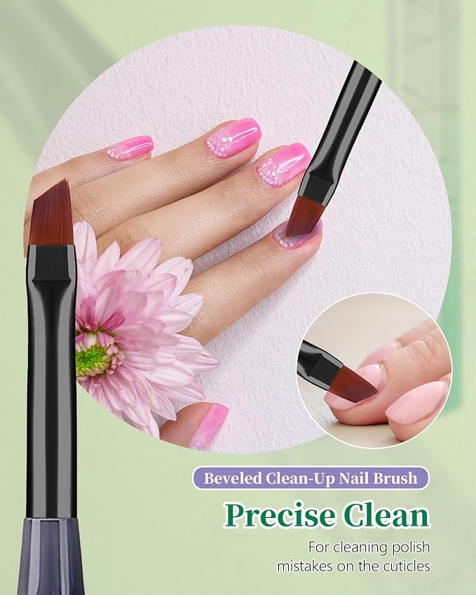 3PCS Nail Polish Clean Up Brush, Round&Falt&Angled Acetone Resistant Nail Brush - Image 5