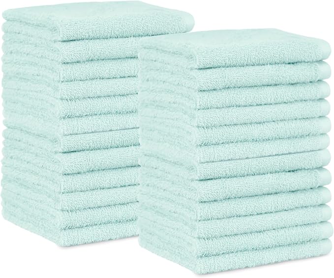 Amazon Basics face Towels for Bathroom, 100% Cotton Extra Absorbent washcloth by AmazonBasics