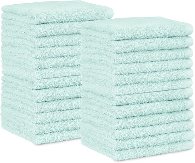 Amazon Basics face Towels for bathroom, 100% Cotton Extra Absorbent washcloth by AmazonBasics