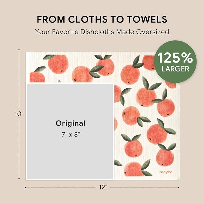 RECYCO Swedish Dishcloths for Kitchen | 4 Pack Oversized Washable Dish Rags | - Image 2