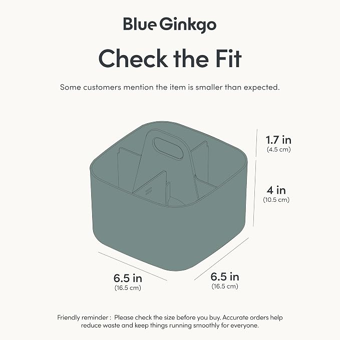 BLUE GINKGO Small Stackable Organizer Caddy – Korean-Made Portable Tote - Image 3