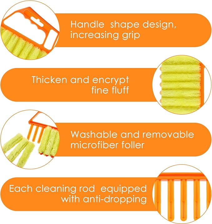 4 Pcs Window Venetian Blind Cleaner Duster Tool 7 Finger Blind Rush and Shutter - Image 3
