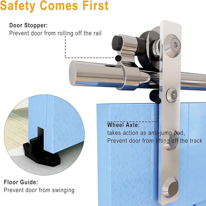 CCJH 10FT Stainless Sliding Barn Door Hardware Kit Heavy Duty - Image 4