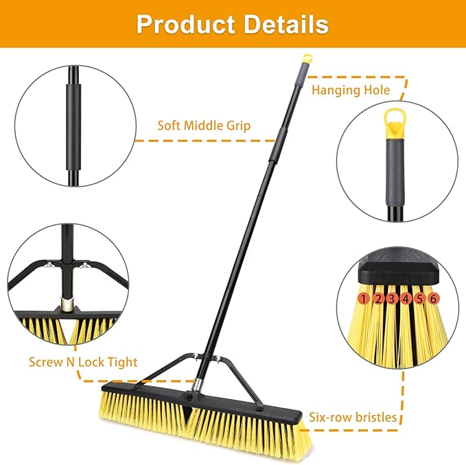 24 Inches Push Broom Outdoor Heavy Duty Broom - Image 4