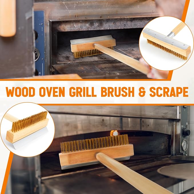 2 Pack 37 Inch Wood Handle Pizza Oven Brush - Image 5