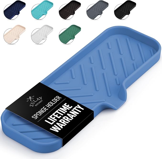 Zulay Kitchen Large Silicone Sponge Holder – Flexible Sink Organizer Tray by ZulayKitchen