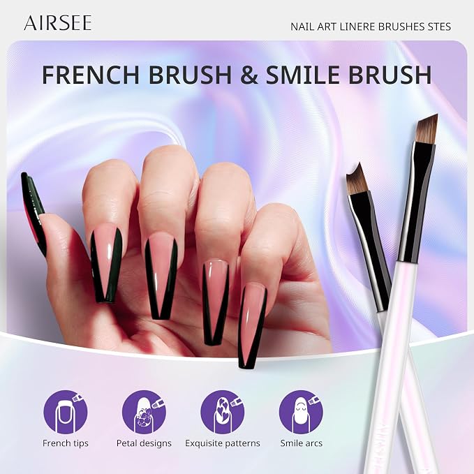 AIRSEE Gel Polish Nail Art Brushes set, and Carved Brush, DIY Manicure Tools - Image 4