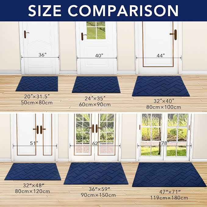 hicorfe Indoor Doormat, Front Back Door Mat TPR Backing Non Slip Mats 20"x31.5" - Image 5