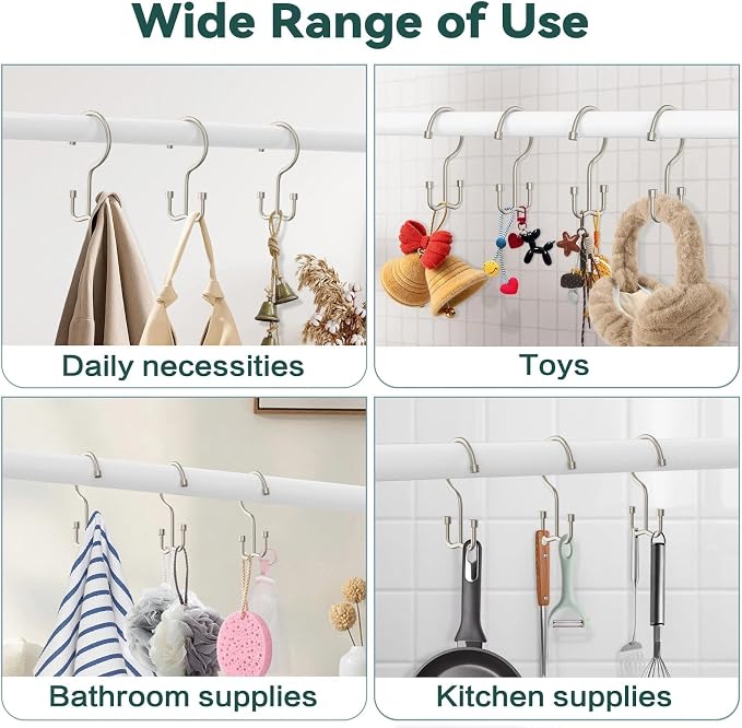 Goowin Shower Curtain Hooks, Shower Curtain Rings, Metal Shower Curtain Hangers - Image 7