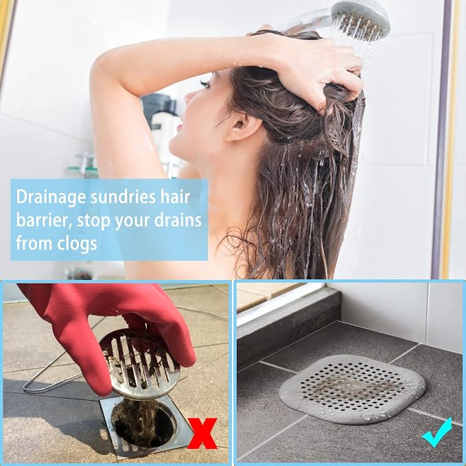 4 Pack Drain Hair Catcher Durable Silicone Hair Stopper Shower Drain Covers - Image 3