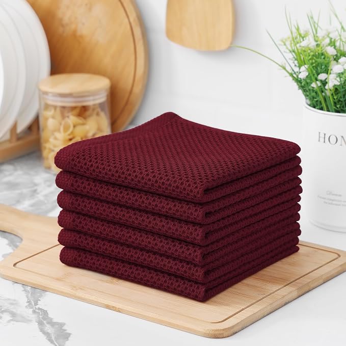 Kitinjoy 100% Cotton Kitchen Dish Cloths, 6 Pack Waffle Weave Ultra Soft - Image 7