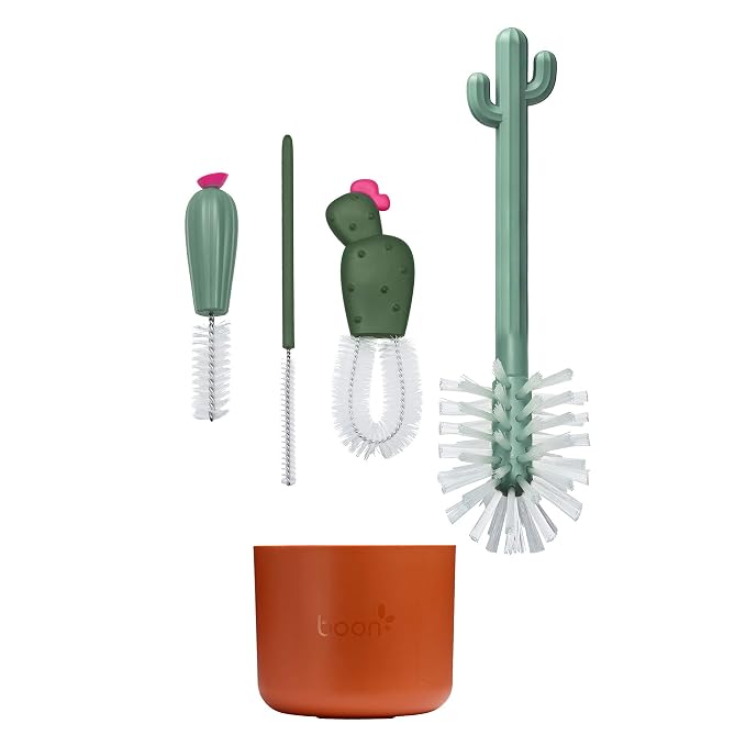 Boon Cacti Bottle Cleaning Brush Set, Terracotta, 4 Piece Set - Image 2