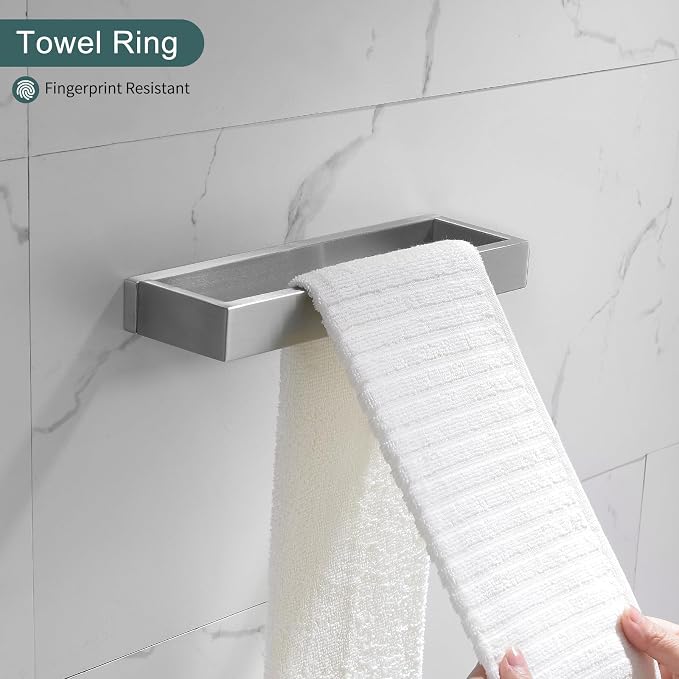 TNOMS Brushed Bathroom Hardware Accessories Set 4 Pieces Brushed Nickel Towel - Image 3