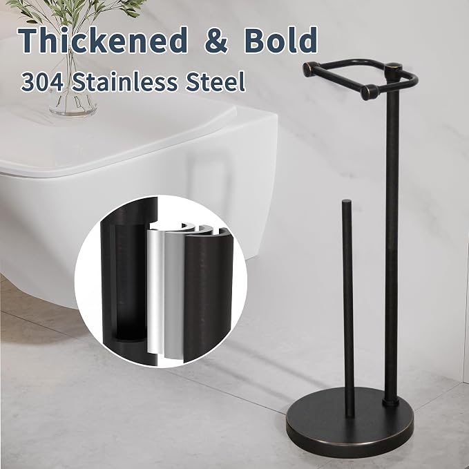 Toilet Paper Holder Stand, Post Pivoting Design Free Standing Toilet Paper - Image 5