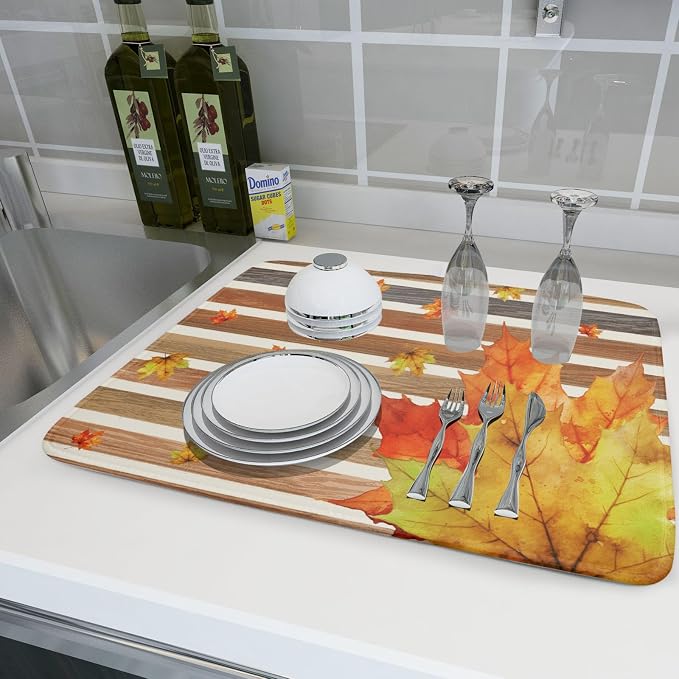 Autumn Golden Maple Leaf Dish Drying Mat - Image 6