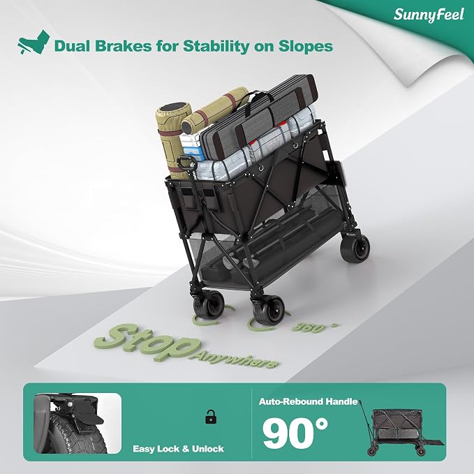 SUNNYFEEL Double Decker Wagon, Collapsible Outdoor Utility Wagon Cart 500LB - Image 8