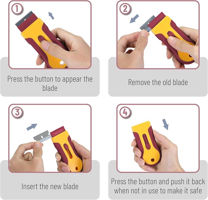 Bates- Razor Blade Scraper Tool, 2 Pack, 30 Extra Steel Blades, Anti-Slip - Image 4