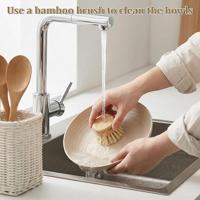 6 Pcs Bamboo Dish Brush Replacement Heads, 1.9 x 1.6 Inch Natural Sisal Bristle - Image 4