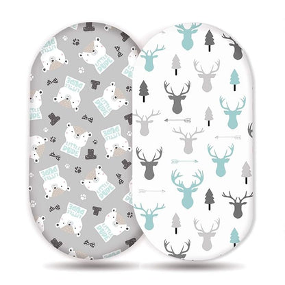 Stretchy Ultra Soft Fitted Bassinet Sheet Set 2 Pack, Breathable and Universal Fitted for Rectangle, Oval, Hourglass or Beside Bassinet Pad/Mattress Safe and Snug