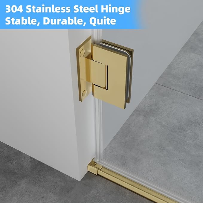 Pivot Shower Door, Adjustable Width 58.5-60" W x 76" H Hinged Shower Glass Door - Image 7