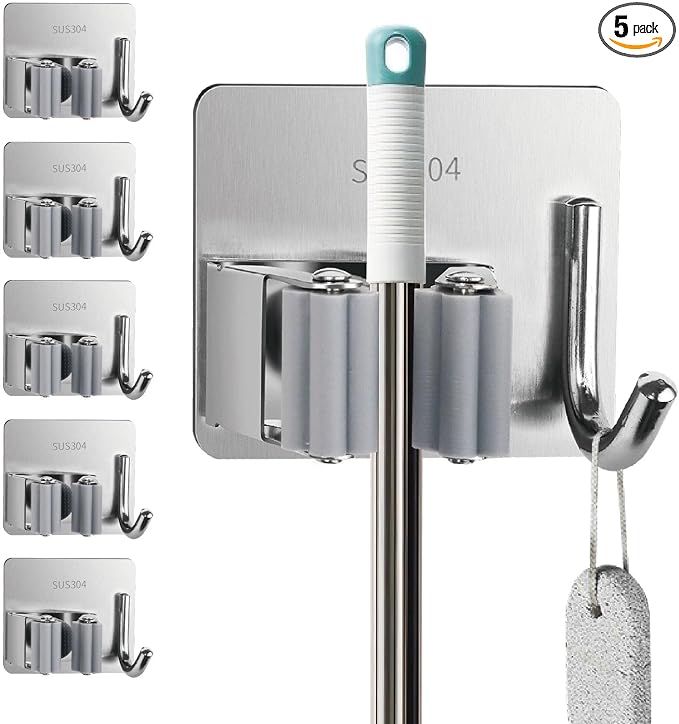 5 Pack Mop and Broom Holder Wall Mount, Mop Broom Organizer by ZoiNavyer